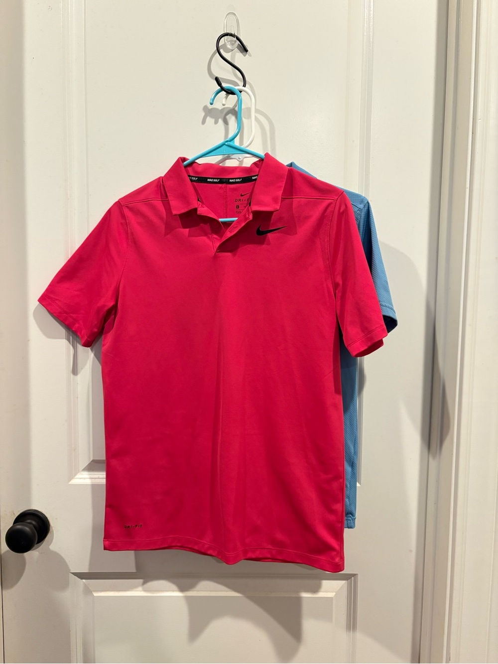 Lot of 2- UA and Nike Youth XL (boys) Golf Polos - pink/red and blue